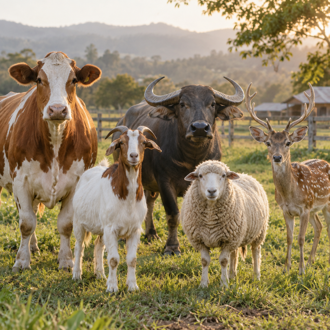 Lembu, kambing, kerbau, biri-biri dan rusa